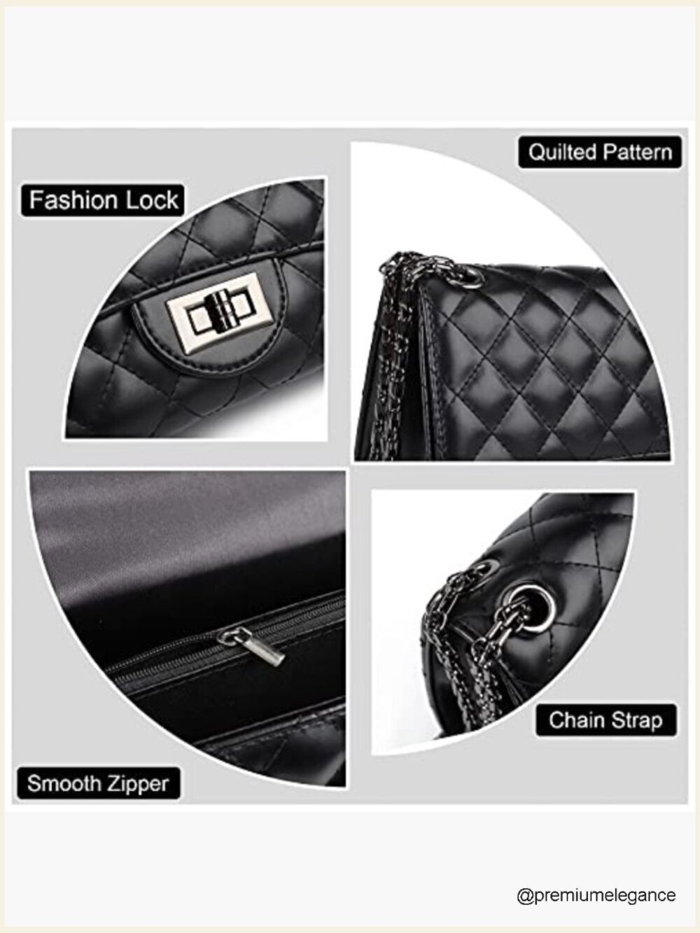 Quilted Crossbody Purse for Women Trendy Shoulder Bag with Chain - Picture 6 of 7